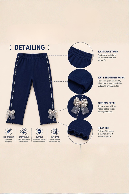 Navy Bow Leggings