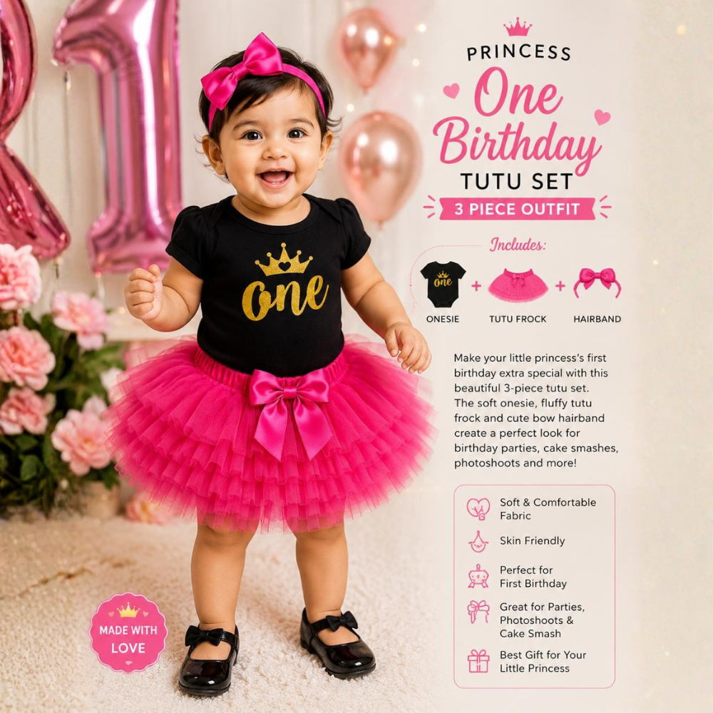 Princess One Birthday Tutu Set – 3 Piece Outfit