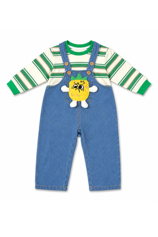 Tiny Stripe Dungaree Set