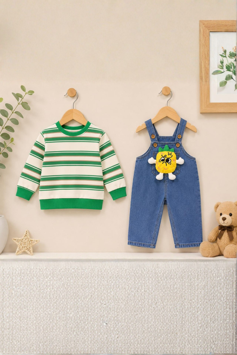 Tiny Stripe Dungaree Set