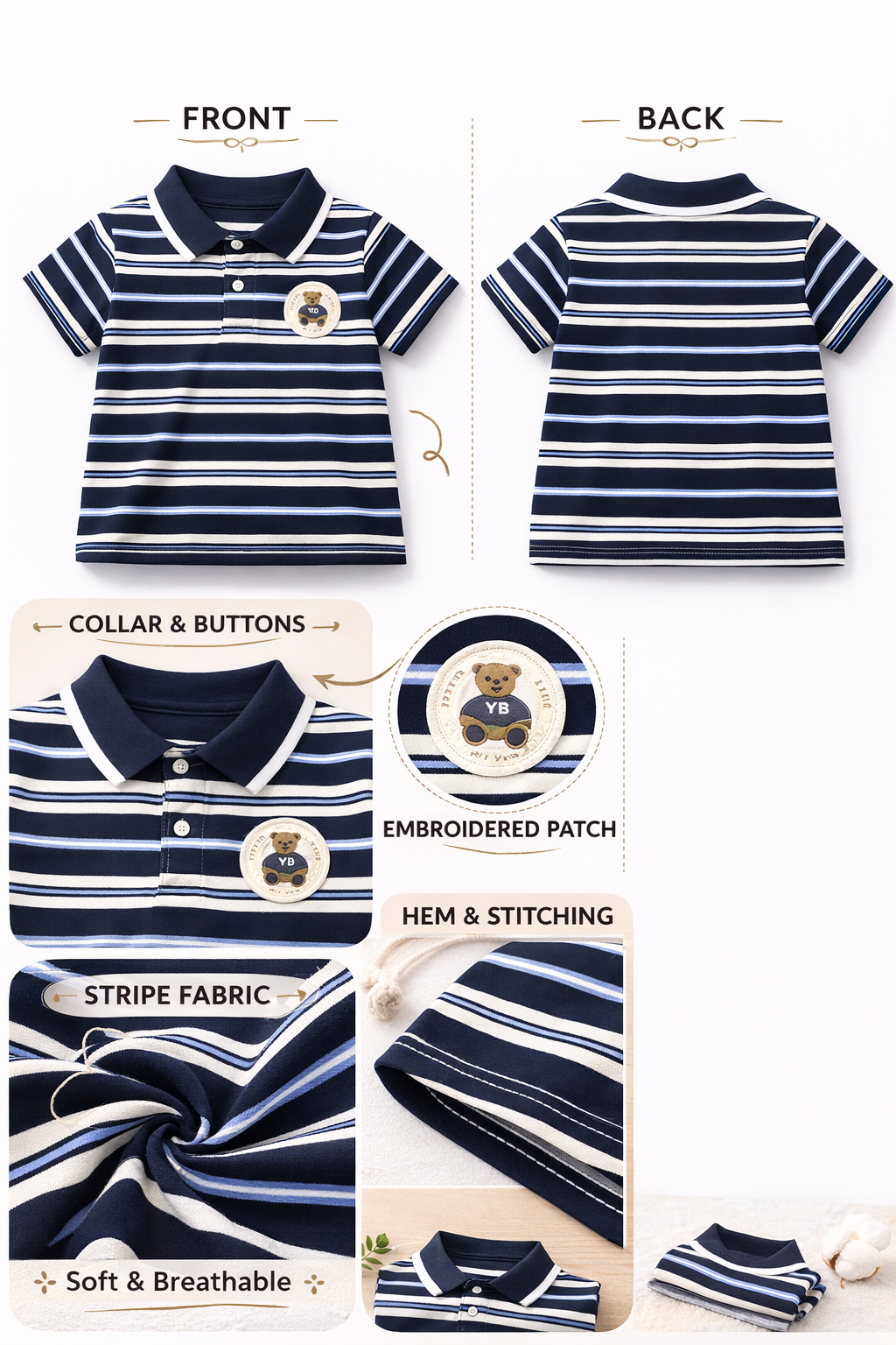 Classic Stripe Polo T-Shirt for Boys