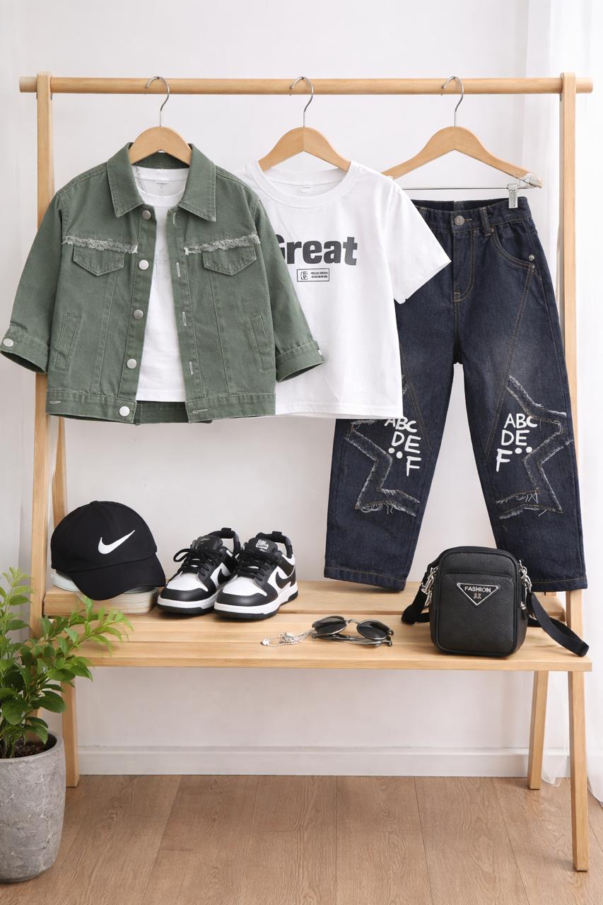 Kids Denim 3-Piece Set (Jacket + Full-Sleeve T-Shirt + Jeans)