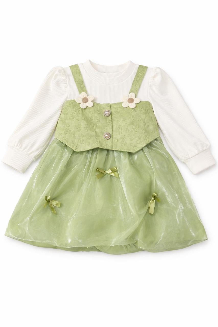 Floral Green Dress Set for Girls