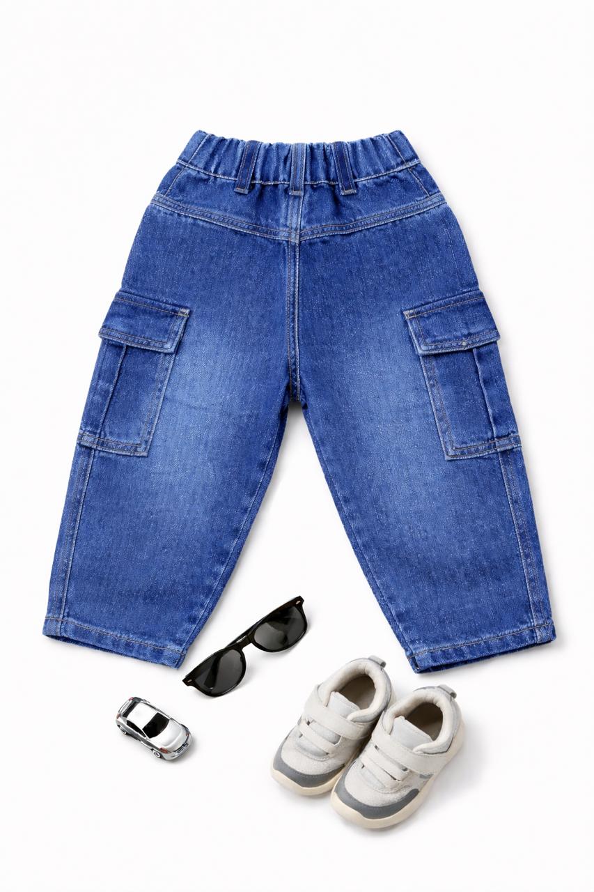 Kids Denim Cargo Jogger Pants