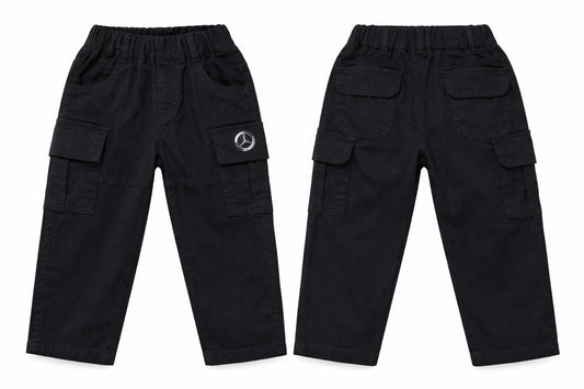 Black Solid Cargo Pants
