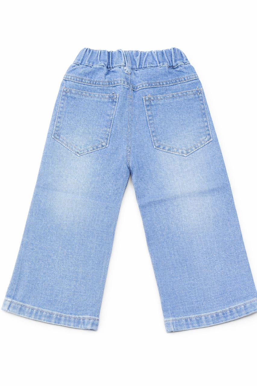 Girls Light Blue Bow Embellished Denim Jeans