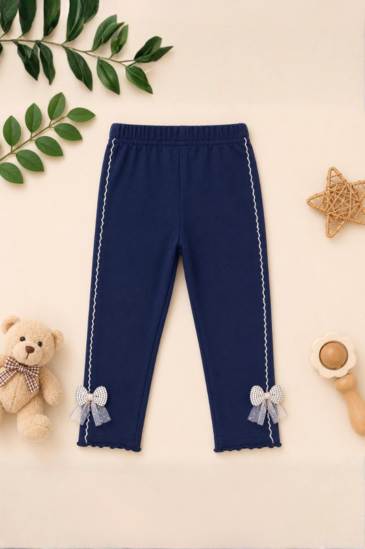 Navy Bow Leggings