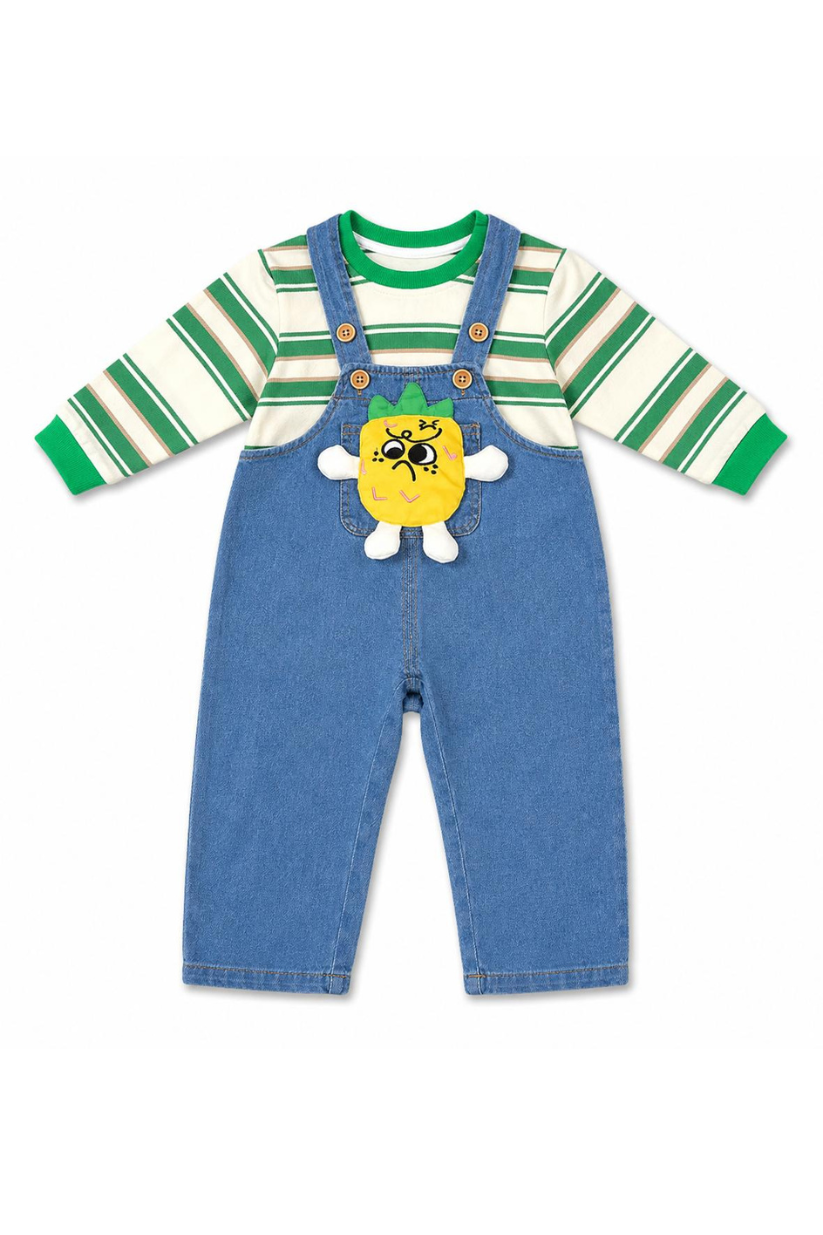 Tiny Stripe Dungaree Set