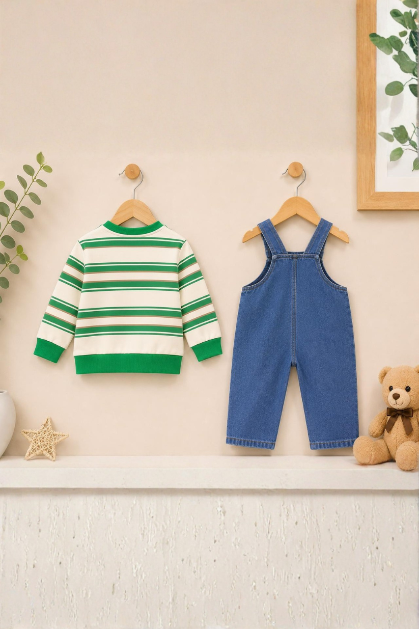 Tiny Stripe Dungaree Set