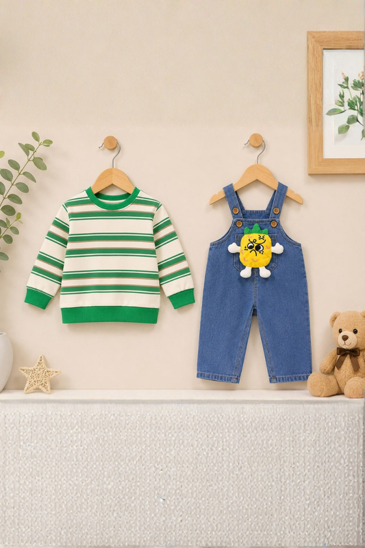 Tiny Stripe Dungaree Set