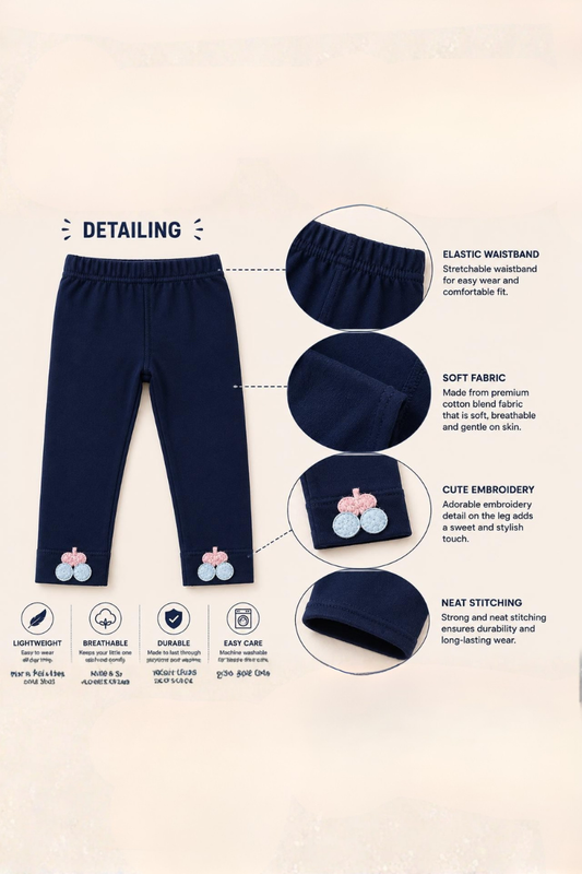 Cherry Charm Blue Leggings