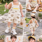 Hamburger Bear Dungaree Set with Plain T-Shirt