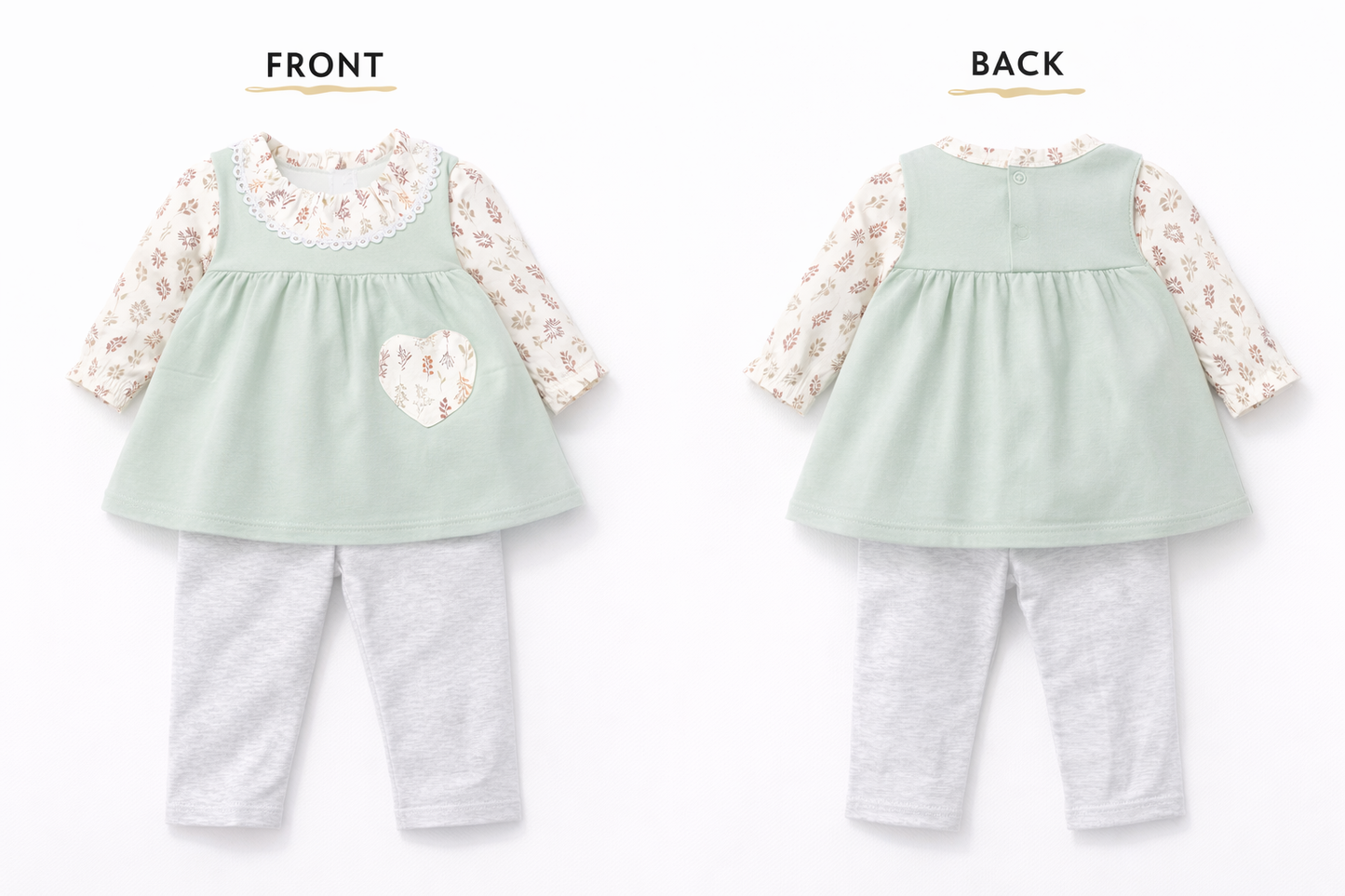 Mint Bloom Baby Girl Tunic Set