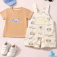 Hamburger Bear Dungaree Set with Plain T-Shirt
