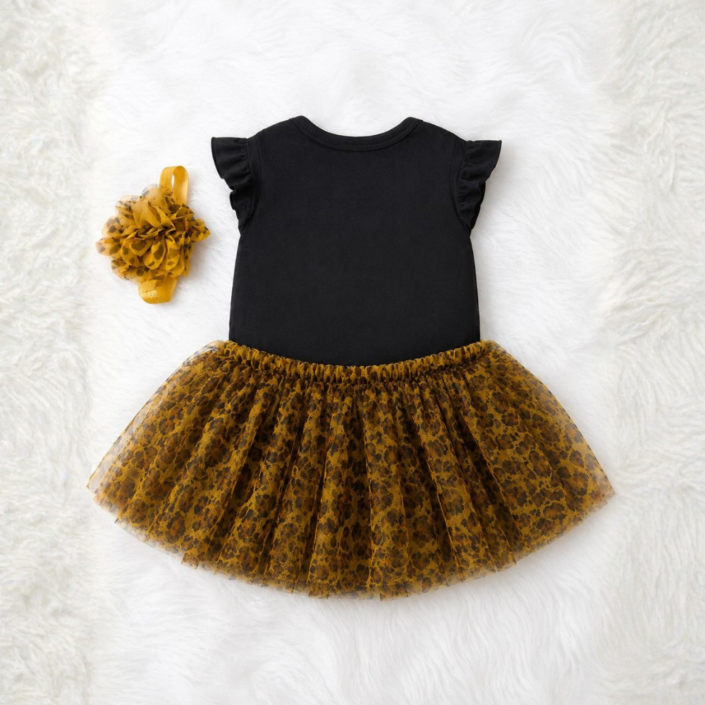 Wild Heart Leopard Tutu Frock Set – 3 Piece Outfit