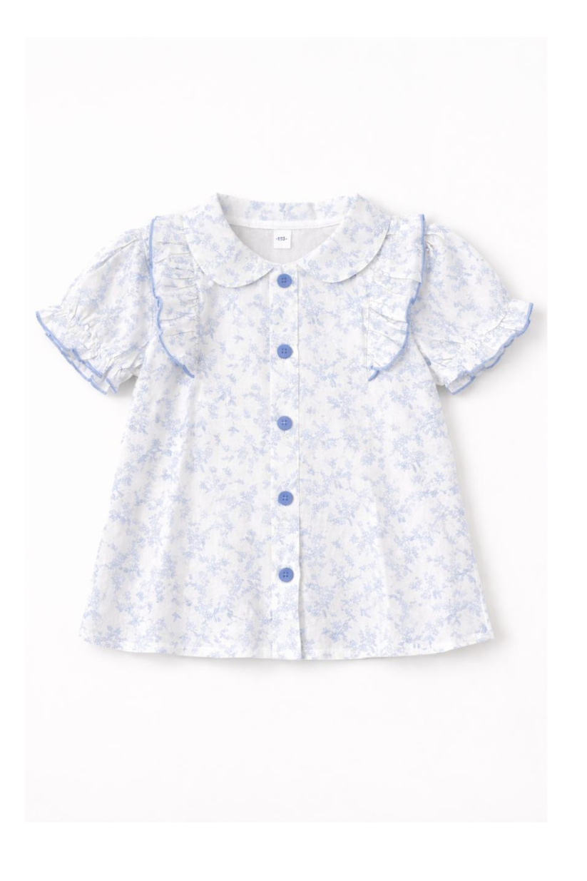 Blue Blossom Frill Top