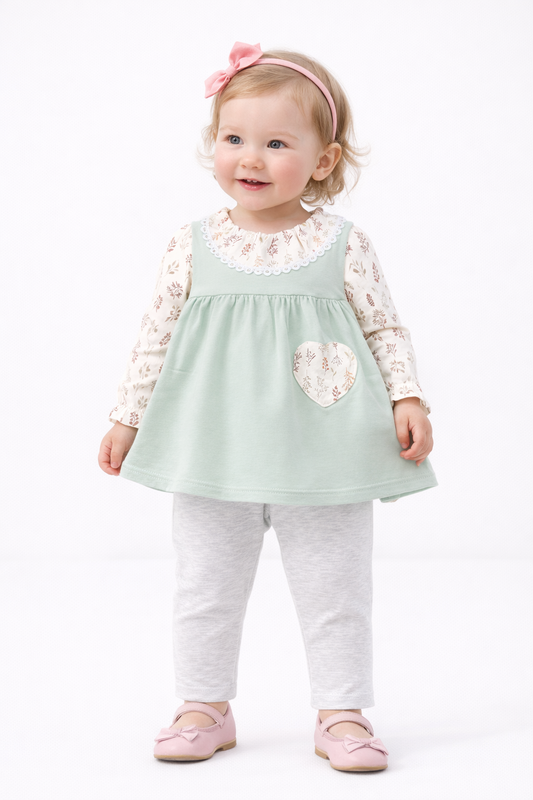 Mint Bloom Baby Girl Tunic Set
