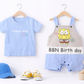 BBN Birthday Dungaree Romper Set – Blue