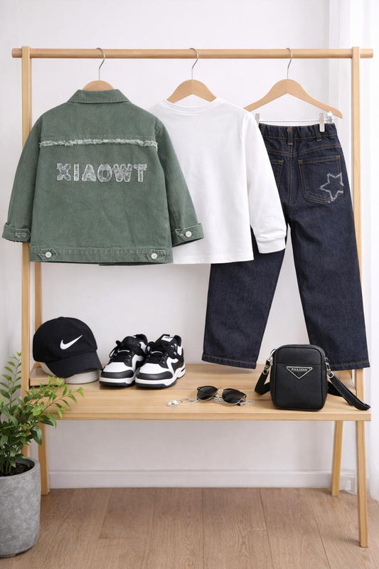 Kids Denim 3-Piece Set (Jacket + Full-Sleeve T-Shirt + Jeans)