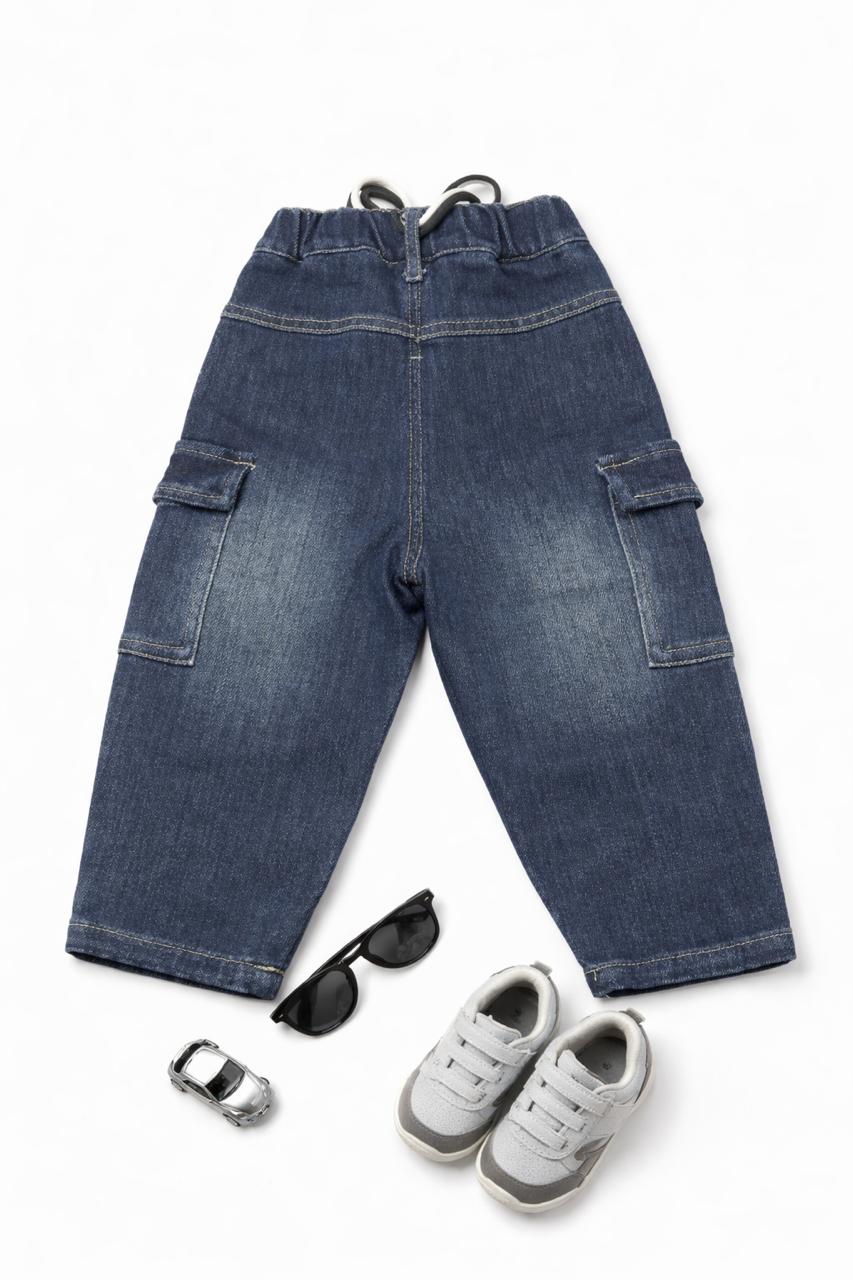 Kids Denim Cargo Jogger Pants