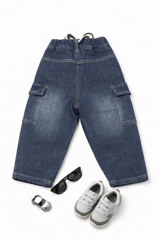Kids Denim Cargo Jogger Pants