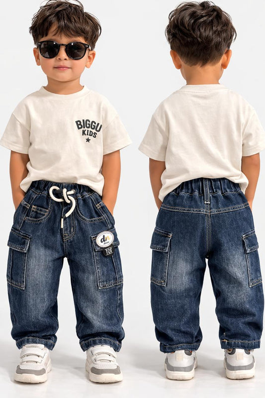 Kids Denim Cargo Jogger Pants