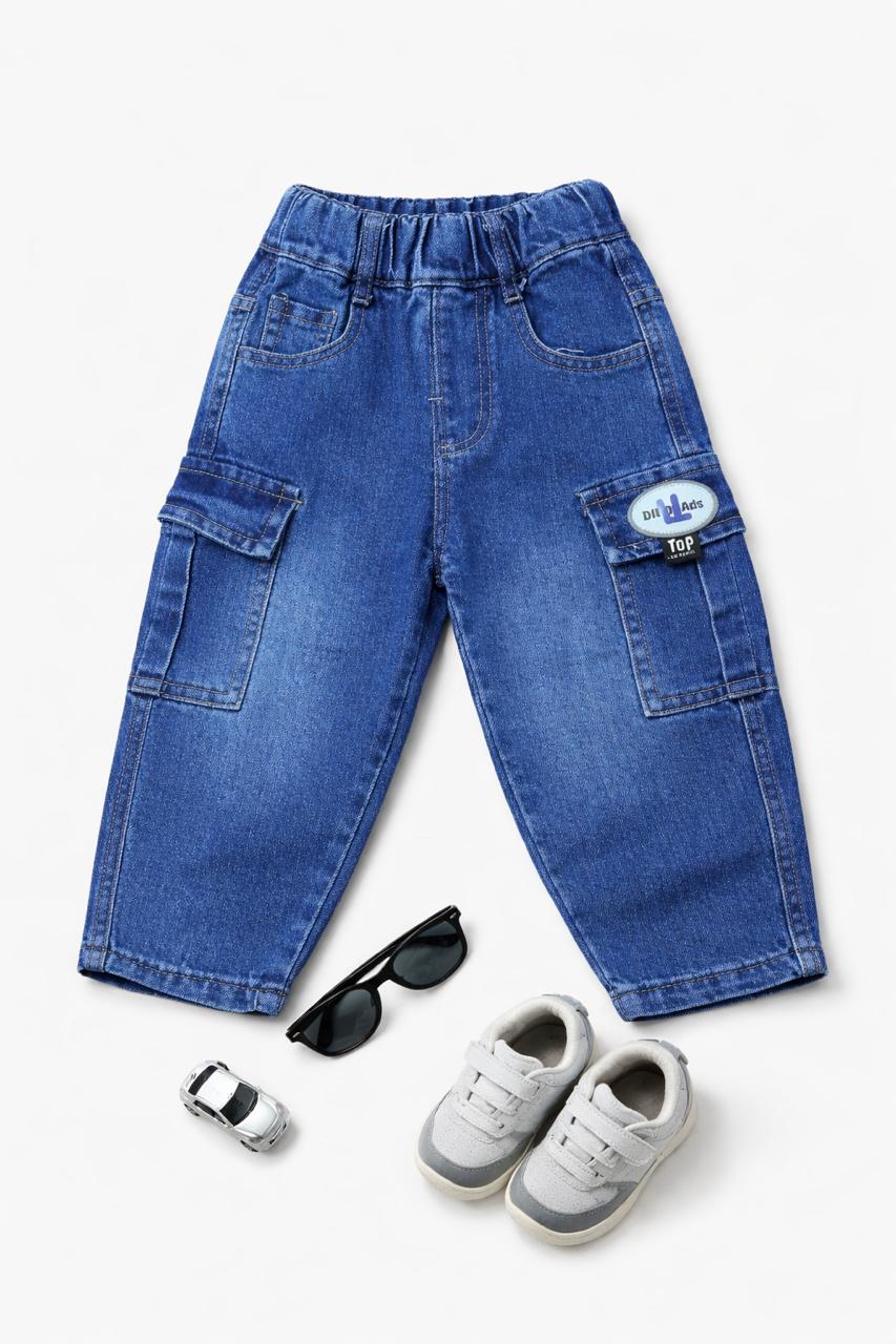 Kids Denim Cargo Jogger Pants