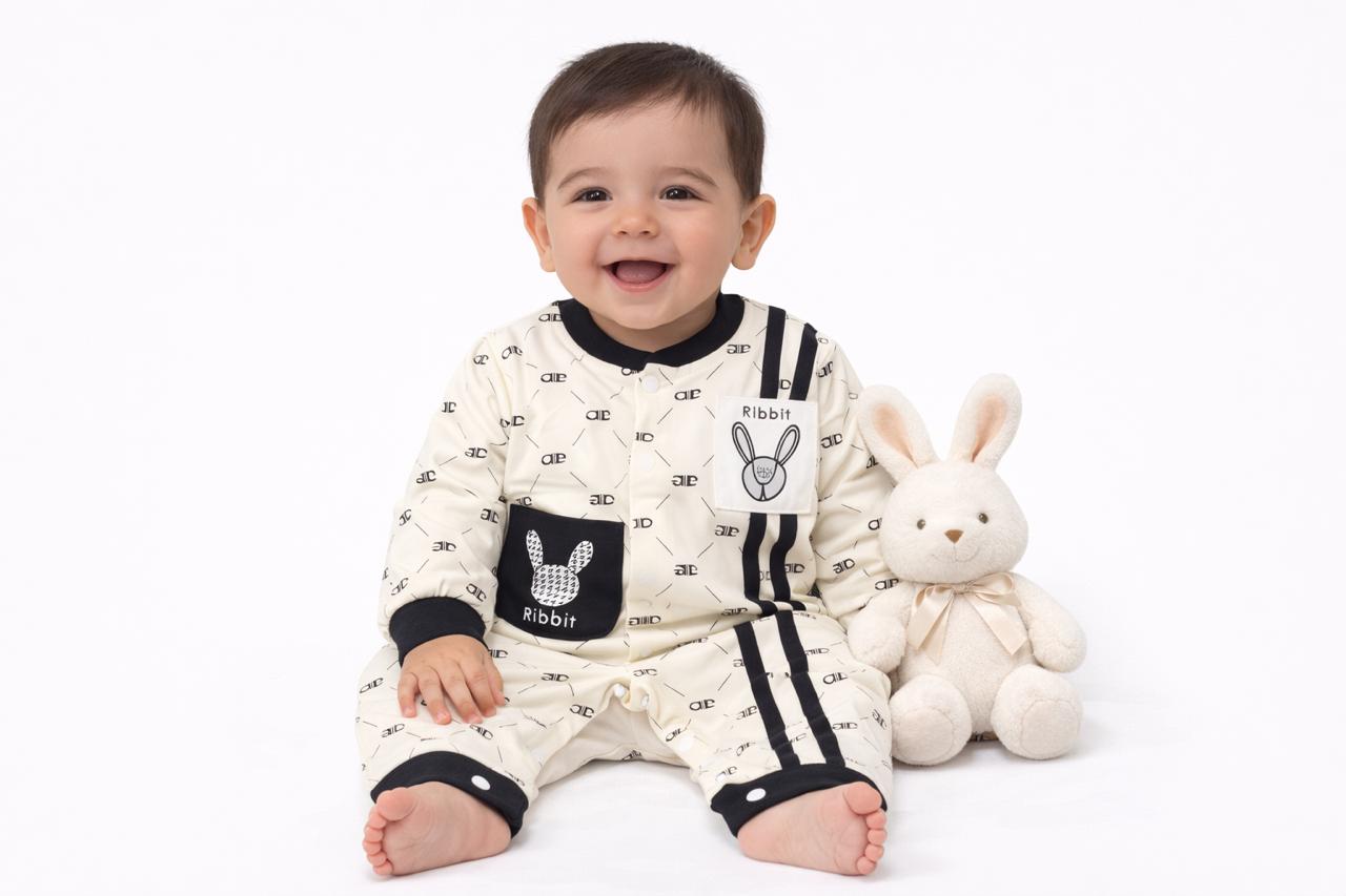 Ribbit Bunny Print Baby Romper