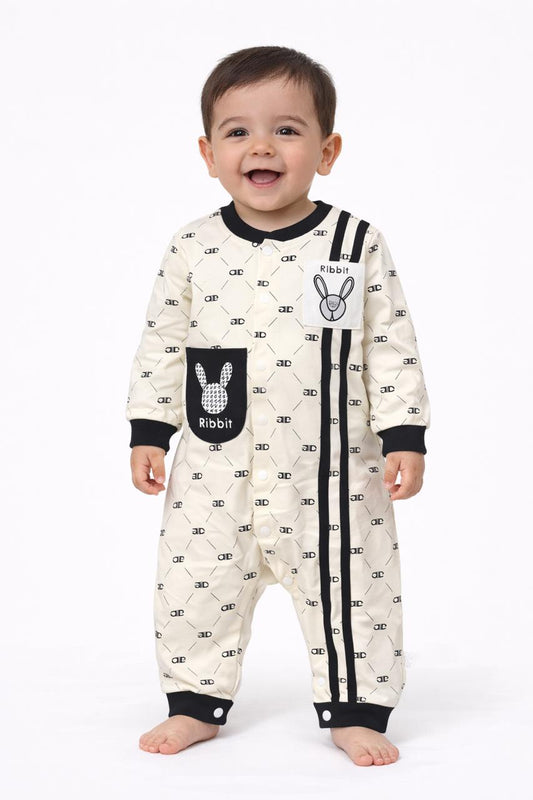 Ribbit Bunny Print Baby Romper