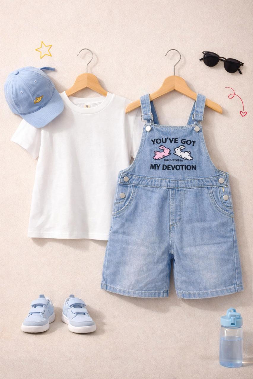 You’ve Got My Devotion Denim Dungaree Set