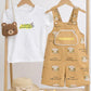 Hamburger Bear Dungaree Set with Plain T-Shirt