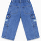 Kids Light Blue Distressed Denim Cargo Jeans