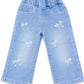 Girls Light Blue Bow Embellished Denim Jeans