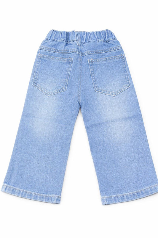 Girls Light Blue Bow Embellished Denim Jeans