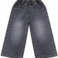 Kids Charcoal Wide-Leg Denim Jeans