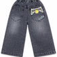 Kids Charcoal Wide-Leg Denim Jeans