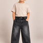 Kids Charcoal Wide-Leg Denim Jeans