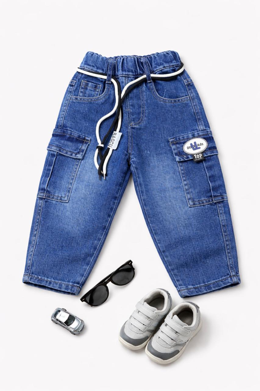 Kids Denim Cargo Jogger Pants